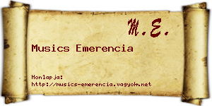 Musics Emerencia névjegykártya